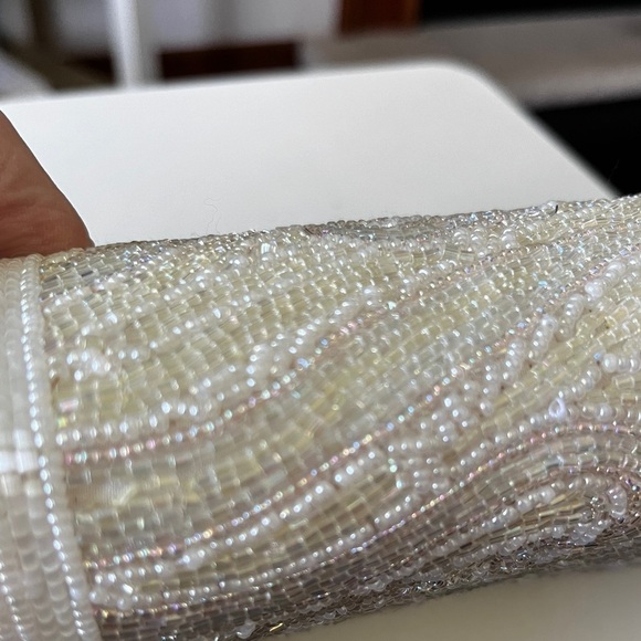 Vintage Delill Beaded Handbag Braided Chain Snap Close Evening Bag Prom Wedding - Picture 6 of 10